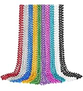 SHAOQINLIN 30 PCS Mardi Gras Beads Necklaces, 10 Colors 33 Inch Colorful Bead Necklaces Bulk Roun...