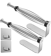 2 Pack Paper Towel Holder Under Cabinet + 2 Towel Robe Hook, Single Hand Operable Under Cabinet P...