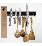 Hamletoff Premium Magnetic Knife Holder for Refrigerator with Hooks – 16 Inch Professional Double...