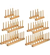 Lawei Set of 6 Bamboo Dish Rack - 3/6/8 Slots Wooden Plate Rack Stand Pot Lid Holder Dish Drying ...