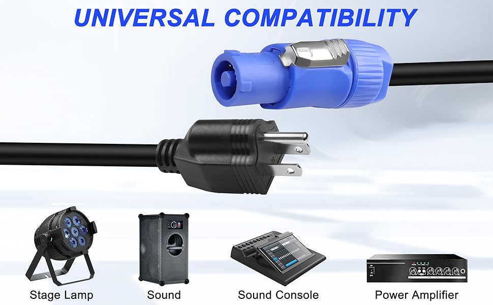 Powcon to NEMA 5-15P 3 pin cable
