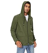 Zando Packable Mens Rain Jacket Lightweight Raincoat Waterproof with Hood Outdoor Windbreaker Jac...
