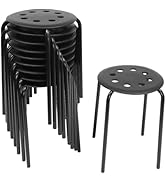 DEIGEHJRE 10 Pack Stacking Stools Set with Metal Frame, 17 in Portable Classroom Stackable Plasti...