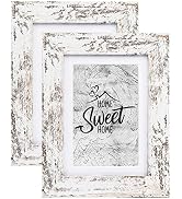 Califortree Rustic White 5x7 Picture Frame - Display Photos 4x6 with Mat or 5x7 Without Mat - Rea...