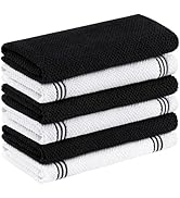 Homaxy Premium Cotton Kitchen Towels(16" x 26", 6 Pack), Large 380 GSM Dual Design Dish Towels, H...