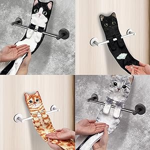 Cat hand towels for bathroom kitchen hand towels cute funny gifts for cat lovers women face towel