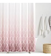 jinchan Ombre Pink Shower Curtain Quatrefoil Pattern Waterproof Fabric Shower Curtains for Bathro...
