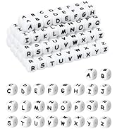 FIVEIZERO 130Pcs Silicone Letter Beads, 12mm Square Alphabet Beads for Bracelets, Keychains, Neck...