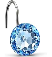 CHICTIE Blue Shower Curtain Hooks Rings Crystal,Diamond Decorative Shower Curtain Hooks,Set of 12...