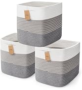 Maxuni Storage Cubes 11 Inch Storage Bins-3Pack, Cotton Rope Woven Baskets for Organizing, Basket...