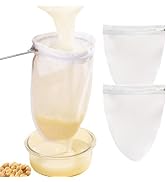 Fine Mesh Cheese Cloth Strainer Bags, Reusable Mesh Filter Bags with Stainless Steel Handle, Nut ...