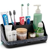 GFWARE Marble Black Toothbrush Holders for Bathrooms - Detachable 7 Slots Bathroom Organizer Coun...