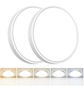 2PACK Flush Mount LED Ceiling Light Fixtures 5 Color Temperatures in One &100W Equivalent Flat Ba...