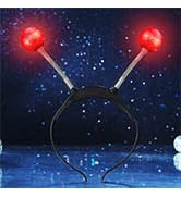 Sixexexy Light Up Alien Headband LED Martian Hair Band Antenna Hair Accessories for Women (Red, O...