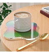 Leadiy Acrylic Coaster Decorative Plates, Irregular Bar Drink Coaster, Clear Cloud Shape Coffee C...