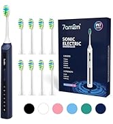 7AM2M Sonic Electric Toothbrush, High Power Rechargeable Toothbrushes, with 8 Brush Heads for Adu...