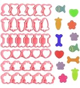 HUAKENER Mini Cookie Cutters - Goldfish, Dog Bone, Paw, Heart, Flower, Carrot, Cute Cookie Cutter...