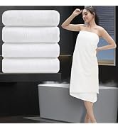 4 Piece Bath Towel Set White Oversized Bath Sheet 35"x70" Extra Large Bath Towel Soft Fluffy Plus...