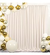 Backdrop Curtains Polyester Backdrop Curtain 2 Packs 5ftx8ft Ivory Backdrop Drapes for Cloth Cere...