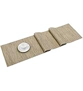 SHACOS Woven Vinyl Table Runner Indoor Outdoor 12x54 inch Kitchen Dining Table Runners Wipe Clean...
