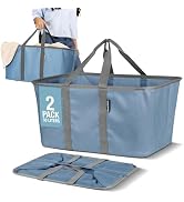 CleverMade Collapsible Laundry Tote 2-Pack (50L) – Foldable Carry-All Storage Bin for Laundry, Ca...