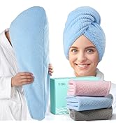YFONG 3 Pack Large Microfiber Hair Towel Wrap, 30" x 10" Thicker Anti Frizz Quick Dry Hair Towels...