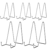 IBosins 5 Pack 6 Inch Plate Holder Display Stands, Metal Silver Frame Stand for Picture, Book, Ph...