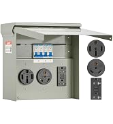 VEVOR Temporary Power Outlet Panel, Weatherproof RV Electrical Breaker Box with 20/30/50 Amp Rece...