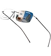 Myfeasy Mens Bifocal Reading Glasses Photochromic Frameless Titanium Frame Blue Light Bifocal Gla...
