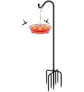 FEED GARDEN 76'' Bird Feeder Pole, Heavy Duty Shepherds Hooks for Outdoor with 7-Prong Base, Adju...