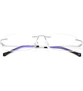 Rimless Clear Bifocal Reading Glasses Blue Light Blocking Readers for Men and Women Unisex Eyewea...
