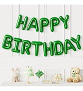 Haolongfa Green Happy Birthday Balloon Banner, 16 In Foil Letter | Green Birthday Decorations for...