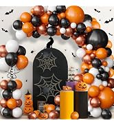 OuMuaMua Halloween Balloon Garland Arch Kit, 116Pcs Black Orange Balloons Metallic Orange Latex B...