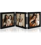decorUhome Triple 7x5 Picture Frame Horizontal, Engineered Wood Trifold Photo Frame with Plexigla...