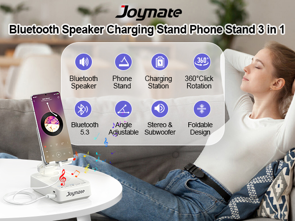 Phone stand with Bluetooth speaker