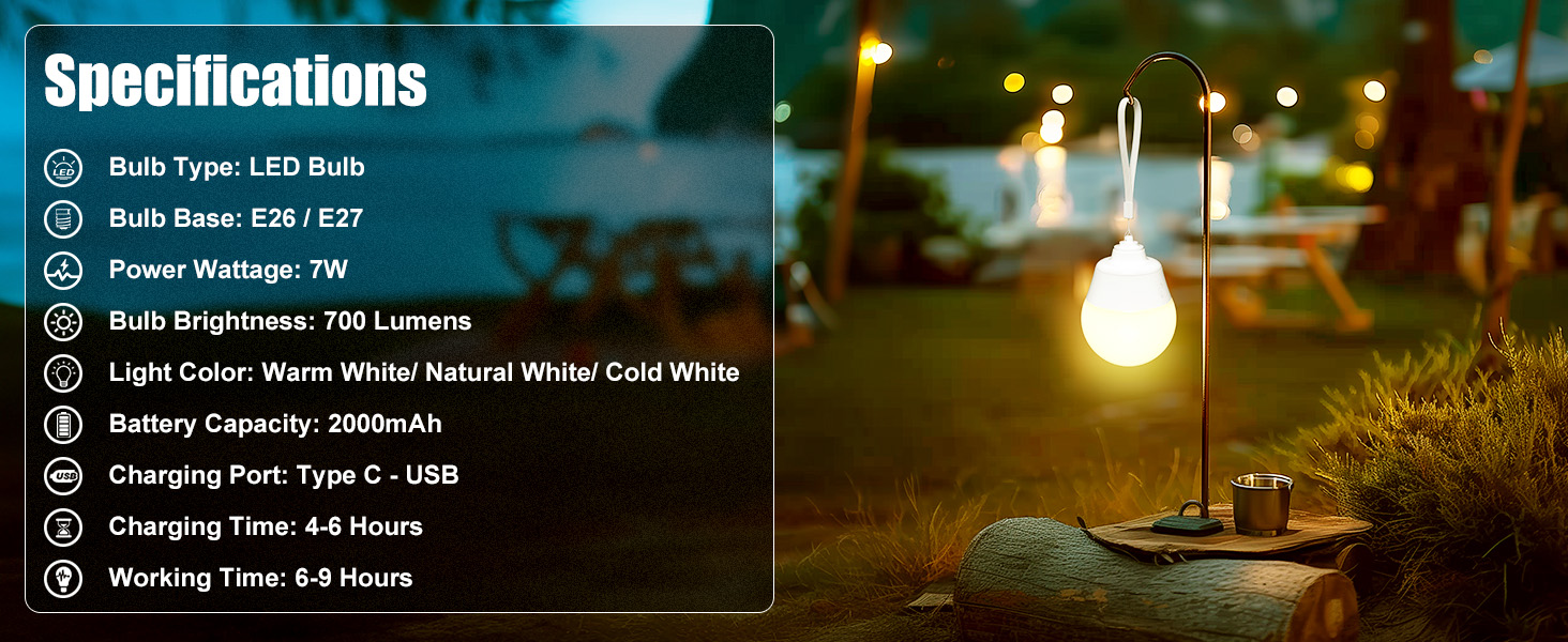 Brightown E26 Rechargeable Light Bulb with Remote