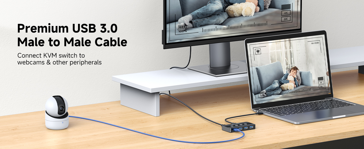 USB A to USB A cable for high-speed data transfer up to 5Gbps.