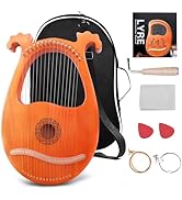 Shongbluu Lyre Harp,16 Strings Mahogany Lyre Instrument,Small Harp Musical Instrument with Tuning...