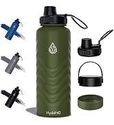 24oz Stainless Steel Insulated Water Bottle, 48H Ice Cold & 24H Hot, Leak-Proof Wide Mouth Lids (...