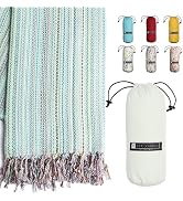 BAY LAUREL Turkish Beach Towel with Travel Bag 39 x 71 Quick Dry Sand Free Lightweight Large Over...