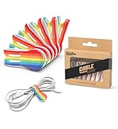 Kanemc 8 Pack Magnet Clips Cord Organizer, Rainbow Colored Reusable Cable Ties Silicone Wire Wind...
