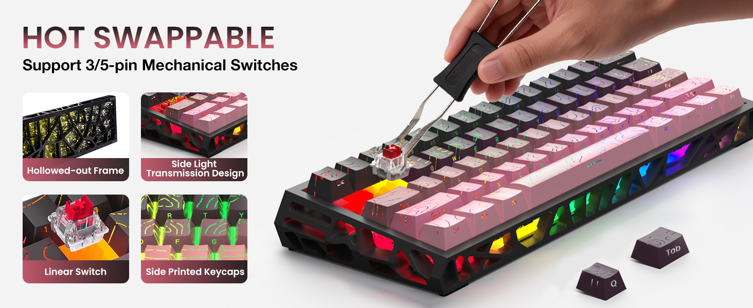 mechanical gaming keyboard wireless backlit keyboard hot swappable highground teclado gamer