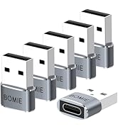 BOMIE USB to USB C Adapter 6 Pack,PD27W/66W/QC100W Fast Charging 480Mbps Data Transfer,Type-c Fem...