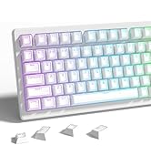 Womier PBT Keycaps Set 130 Keys, Custom White Japanese Keyboard Doubleshot Dye Sub Side Print Shi...