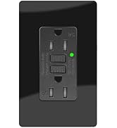 15A Black GFCI Outlet, TR & WR Ground Fault Protector with LED Indicator, Tamper & Weather Resist...