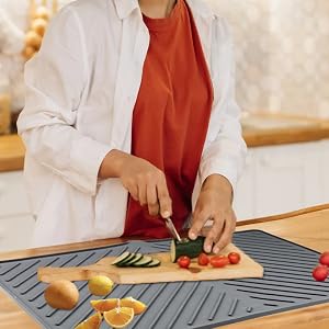 IYYI Silicone Drying Mat, Extra Large Dish Drying Mat with Drainage Outlet