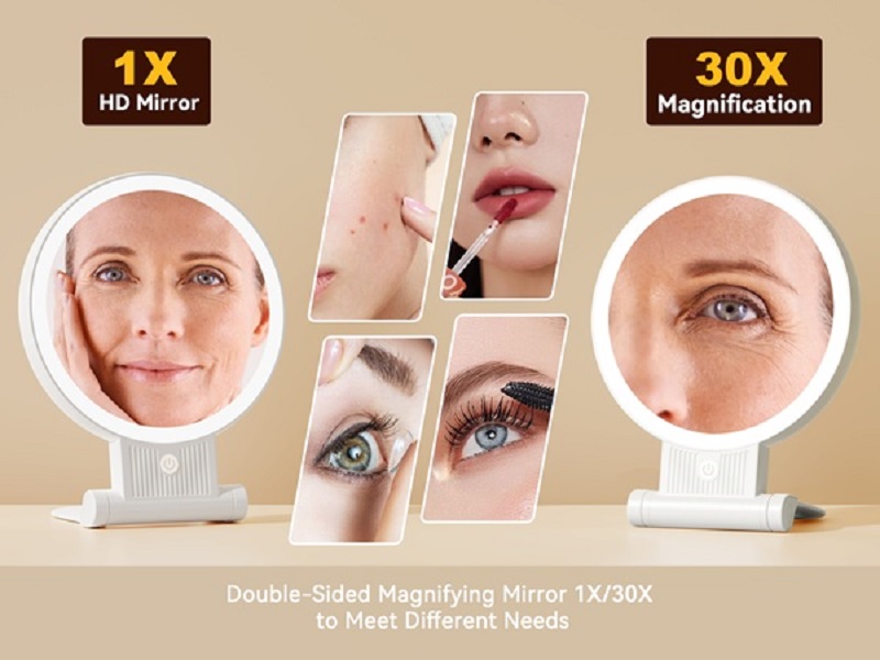 1X/30X double-sided miror for makeup, eyebrow tweezing & shaving