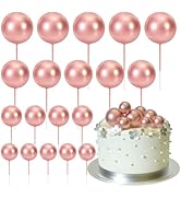 ASTARON 20 Pcs Ball Cake Topper Decorations Mini Balloons Cake Topper Sticks Rose Gold Balls Cake...