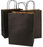 Ronvir 100Pcs Large Black Kraft Paper Bags with Handles 10x5x13 Inch, Heavy Duty Gift Bags for Ch...