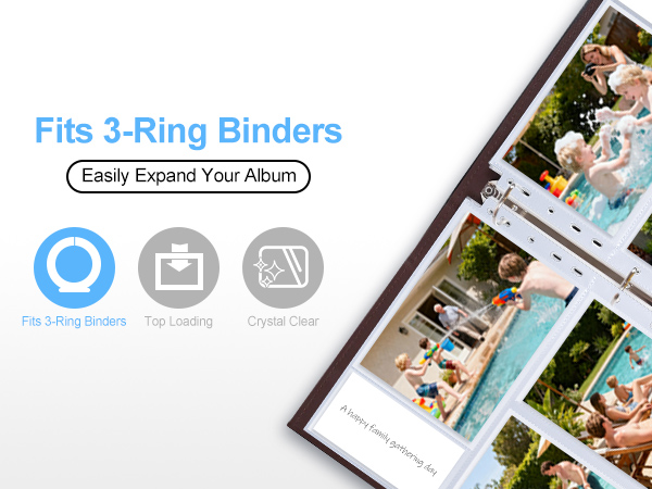 3.5x5 Photo Album Refill Pages for 3 Ring Binder